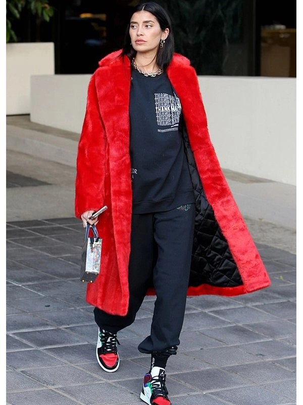 Nicole-Williams-Red-Faux-Fur-Coat