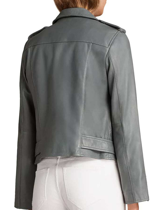 Nyla-Harper-The-RookieMekia-Cox-Grey-Leather-Motorcycle-Jacket
