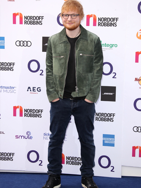 Silver-Clef-Awards-Ed-Sheeran-Green-Suede-Leather-Jacket