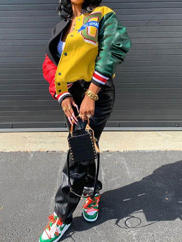 Streetwear-Multicolor-Patchwork-Leather-Bomber-Jacket