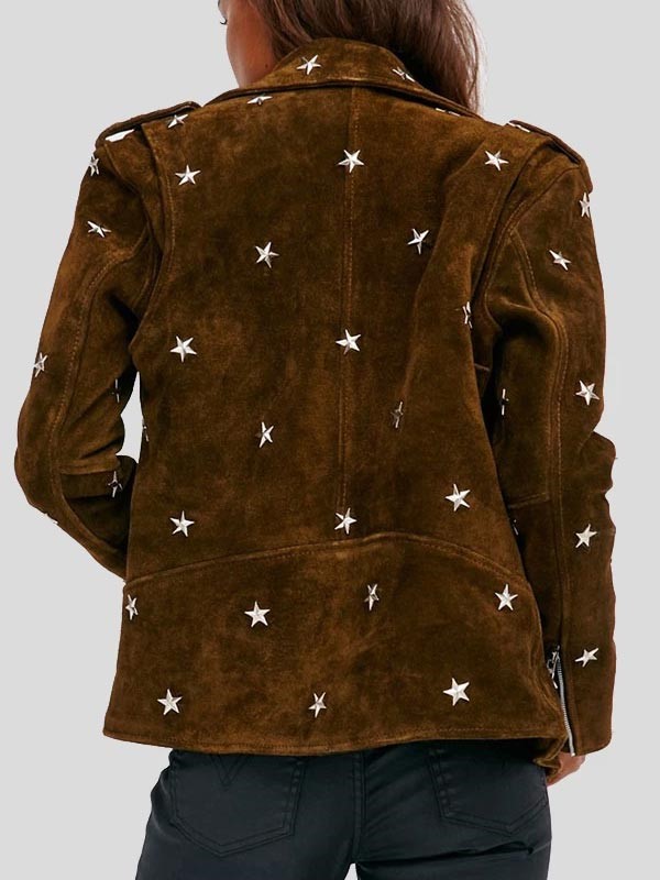 Womens-Studded-Brown-Suede-Jacket