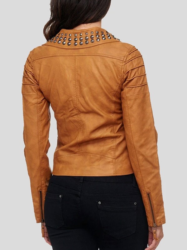 Tan-Brown-Leather-Biker-Studded-Jacket-For-Womens