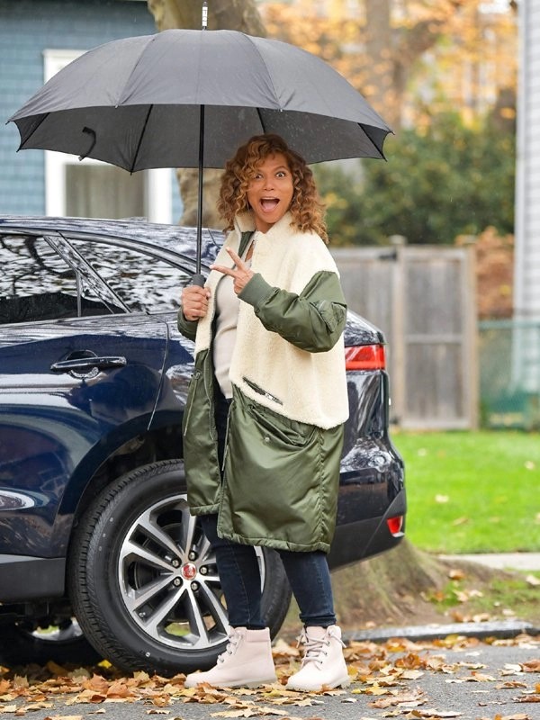 Queen-Latifah-The-Equalizer-Robyn-Mccall-White-Green-Long-Shearling-Coat