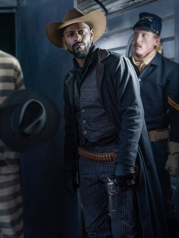 The-Harder-They-2021-Lakeith-Stanfield-Fall-Blue-Long-Coat