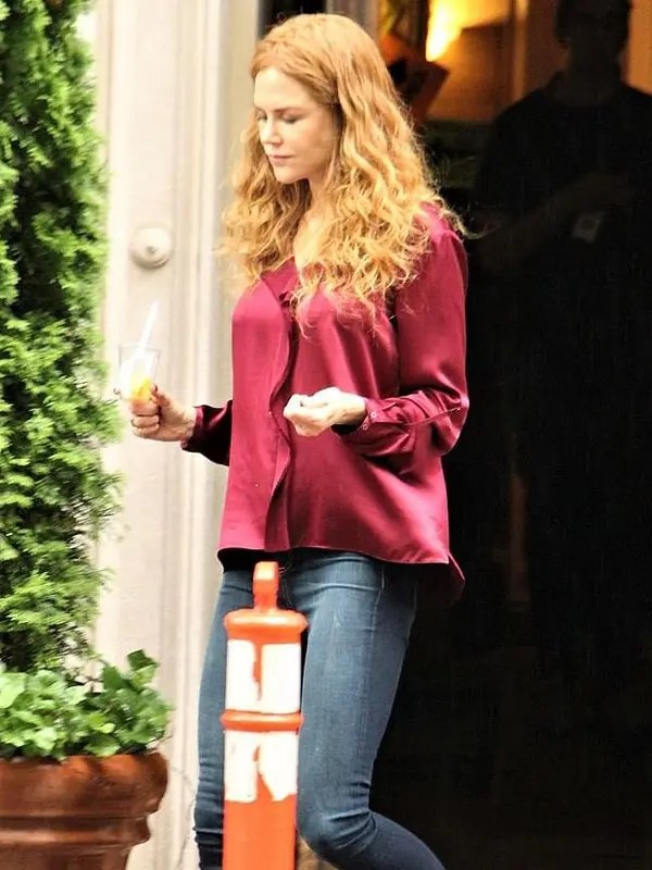 The-Undoing-Grace-Fraser-Maroon-Silk-Shirt