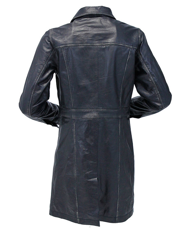 Vintage-Black-Mid-Length-Leather-Coat-For-Womens