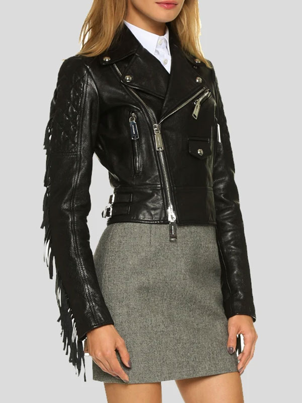 Womens-Cropped-Black-Fringe-Leather-Biker-Jacket