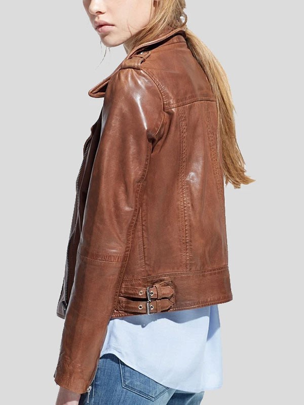 Womens-Motorcycle-Rider-Brown-Leather-Jacket