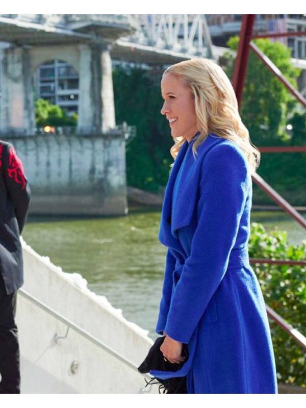 Jessy-Schram-A-Nashville-Christmas-Carol-Blue-Wool-Trench-Coat