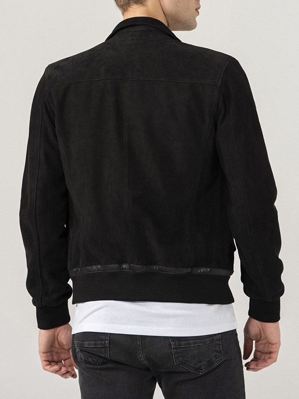 Mens-Black-Suede-Bomber-Jacket