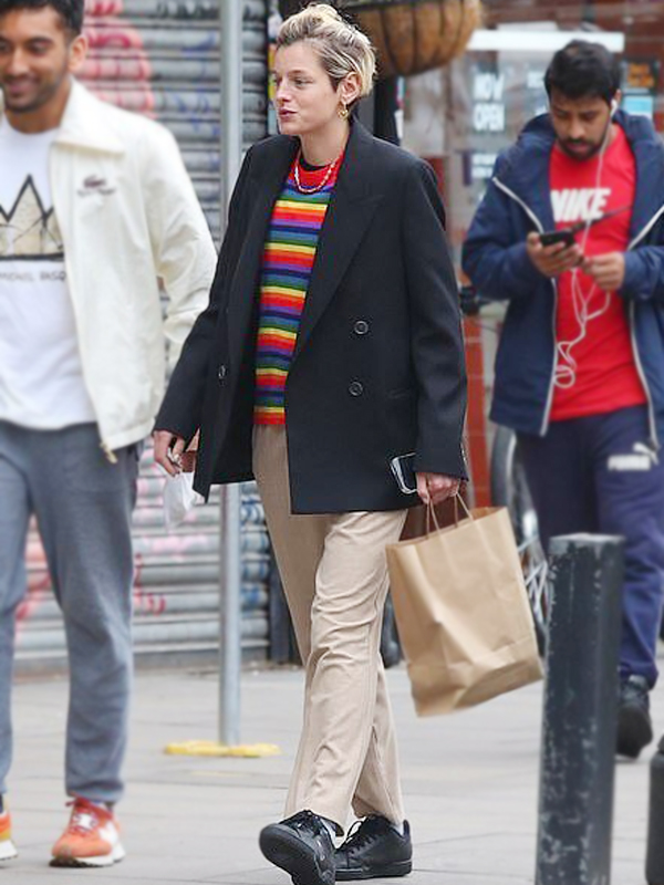 Emma-Corrin-Double-Breasted-Black-Coat