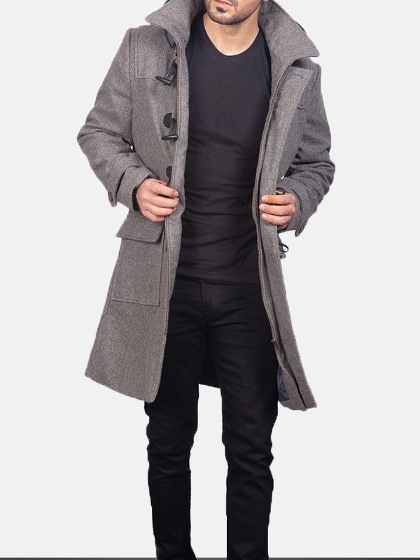 Mens grey duffle best sale coat