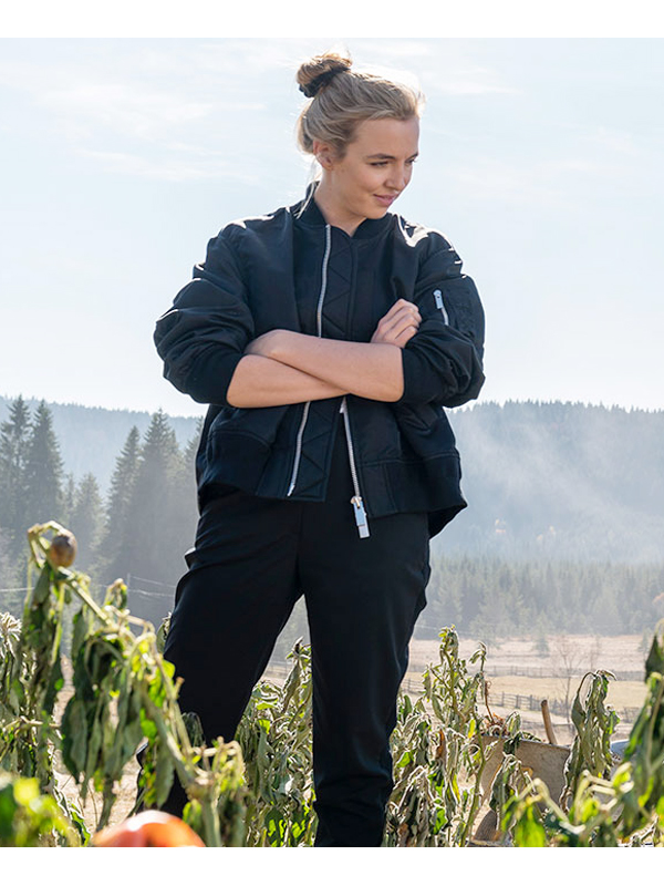 Jodie-Comer-Tv-Series-Killing-Eve-S03-Villanelle-Black-Bomber-Jacket