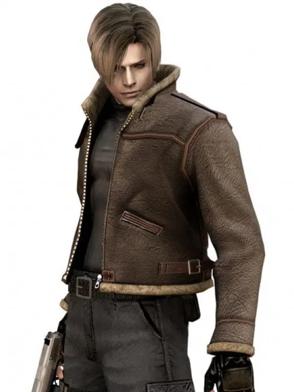 Video-Game-Resident-Evil-4-Leon-Kennedy-Fur-Leather-Jacket