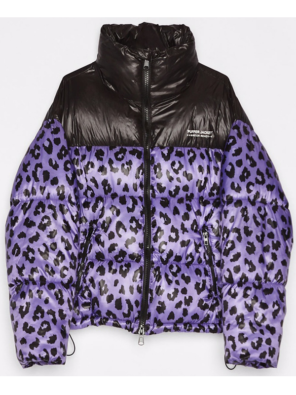 Sara-Yang-Love-Life-Zoe-Chao-Purple-Black-Leopard-Puffer-Jacket