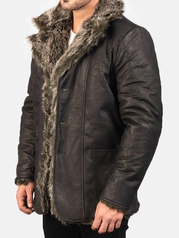Mens-Black-Fur-Leather-Coat