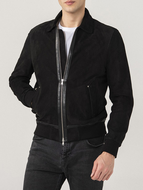 Mens-Black-Suede-Leather-Jacket
