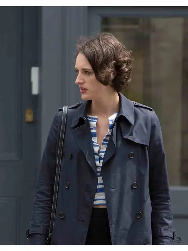 Phoebe-Waller-Bridge-Fleabag-Blue-Cotton-Trench-Coat