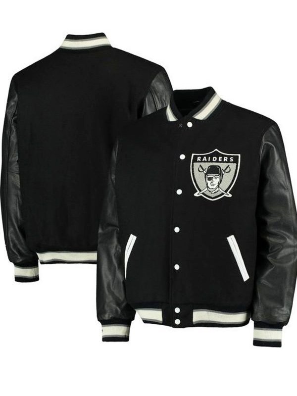Black-Letterman-Oakland-Raiders-Varsity-Bomber-Jacket-For-Mens
