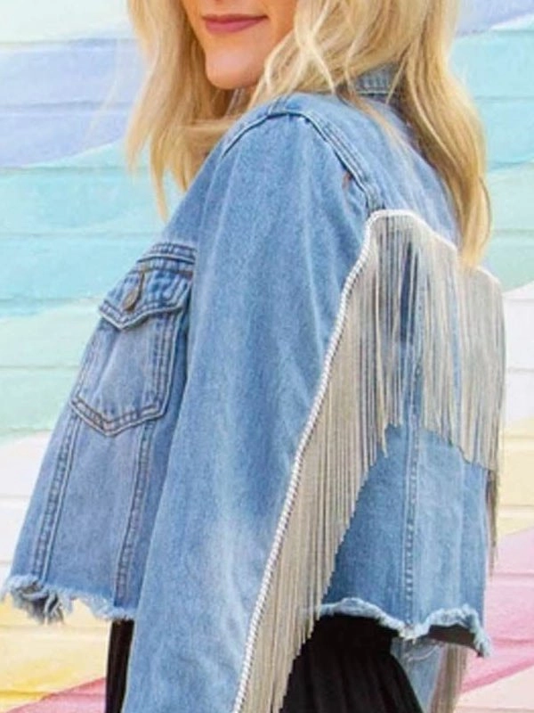 Destiny-Hustlers-Constance-Wu-Blue-Cropped-Denim-Jacket-With-Fringe
