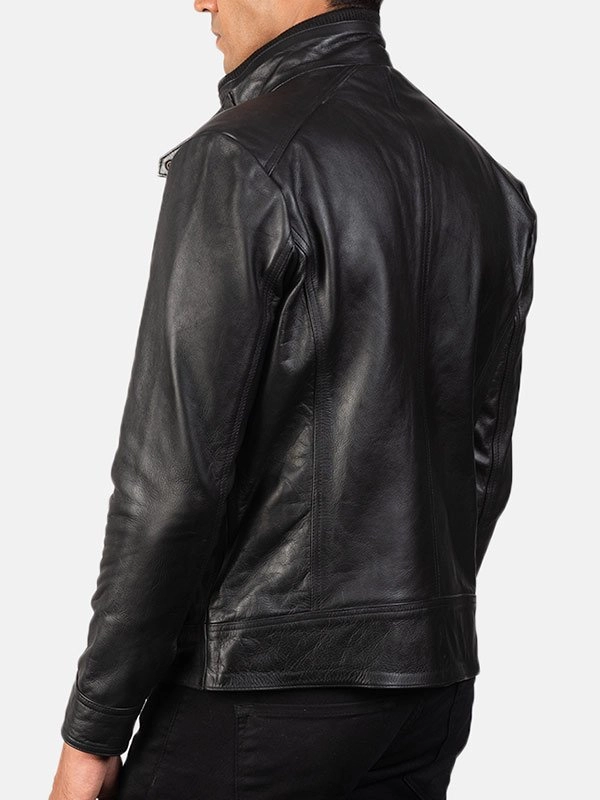 Golden-Button-Style-Black-Leather-Biker-Jacket-For-Mens