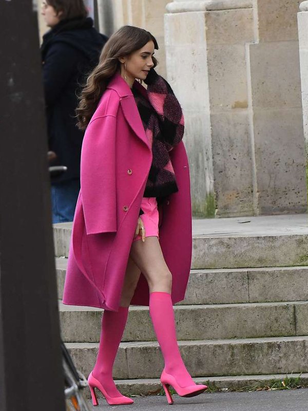 Emily-in-Paris-Lily-Collins-Pink-Trench-Coat