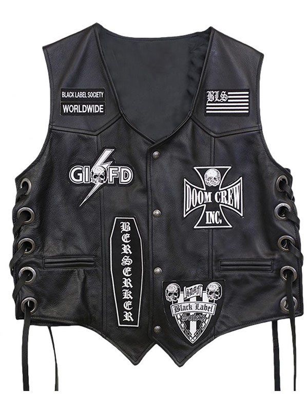 Mens-Black-Label-Society-Leather-Vest-For-Mens