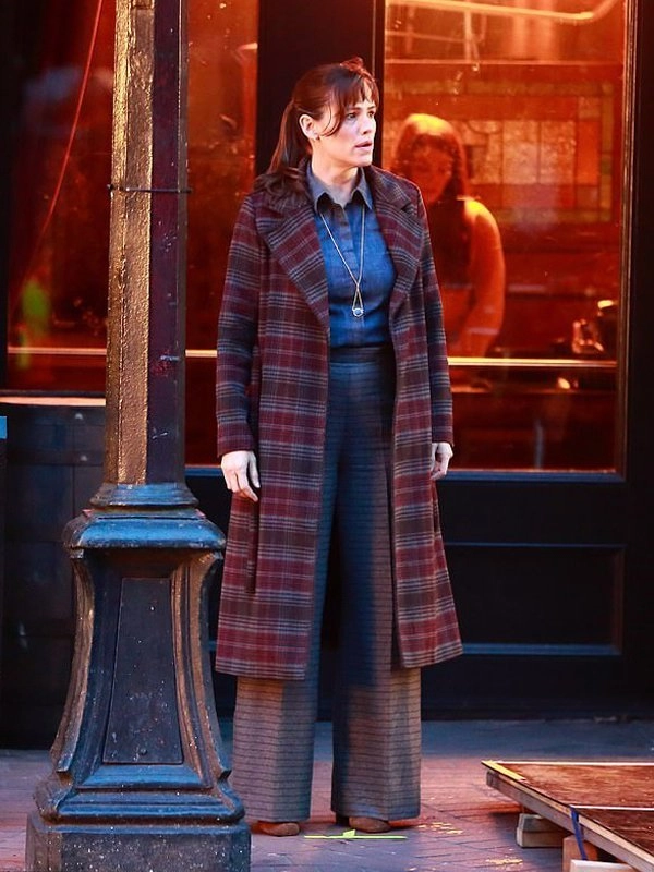 The-Adam-Project-Jennifer-Garner-Brown-Red-Long-Plaid-Coat The-Adam-Project-Jennifer-Garner-Brown-Red-Long-Plaid-Coat