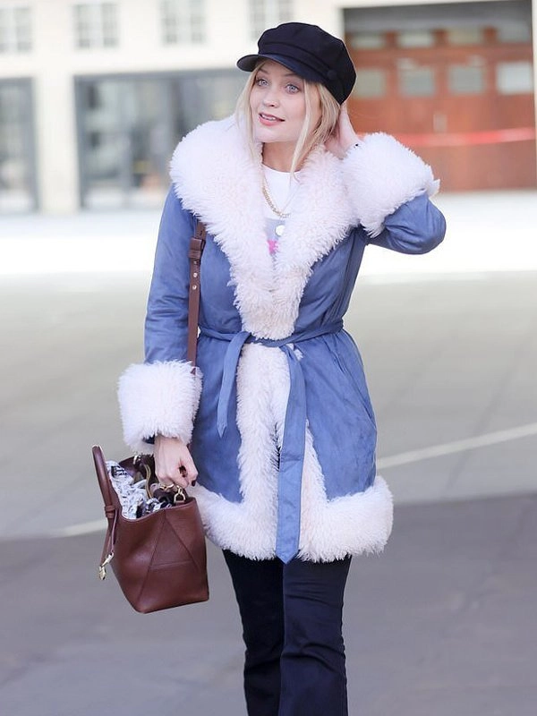 BBC-Studios-Laura-Whitmore-Blue-Fluffy-Shearling-Coat