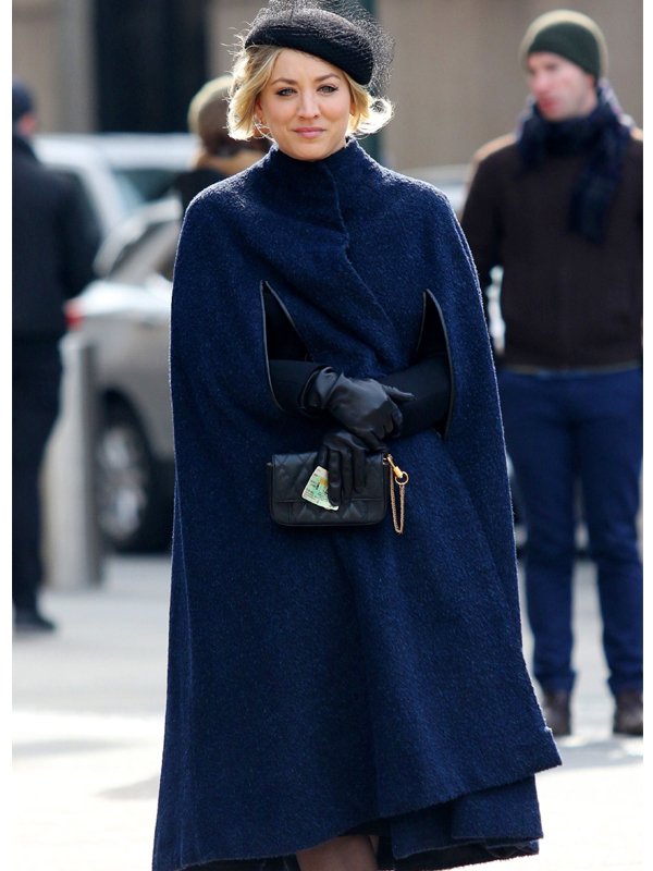 Cassie-Bowden-The-Flight-Attendant-Blue-Cape-Coat
