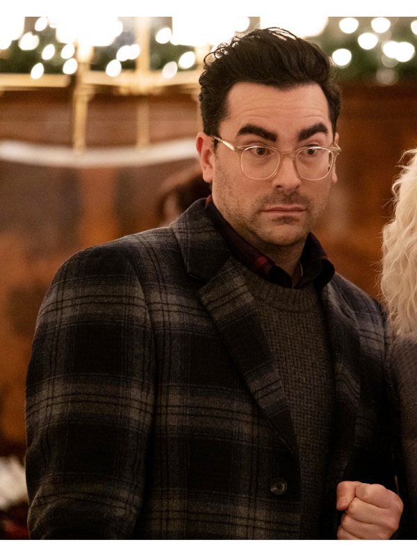 Dan-Levy-Happiest-Season-Grey-Plaid-Coat
