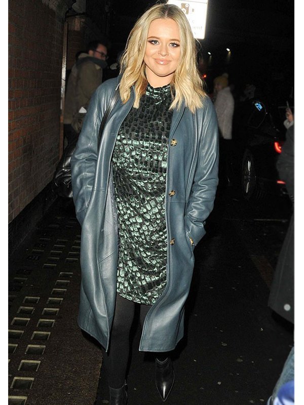 Emily-Atack-The-Palace-Theatre-Leather-Coat