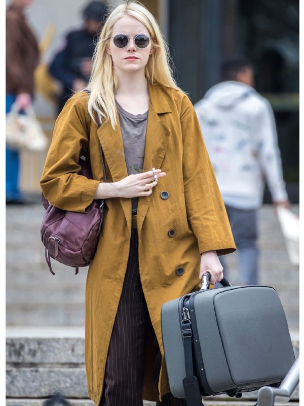 Emma Stone Mustard Trench On Maniac Coat