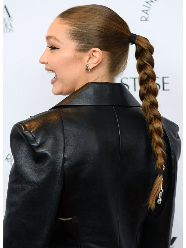 Gigi-Hadid-Black-Leather-Blazer