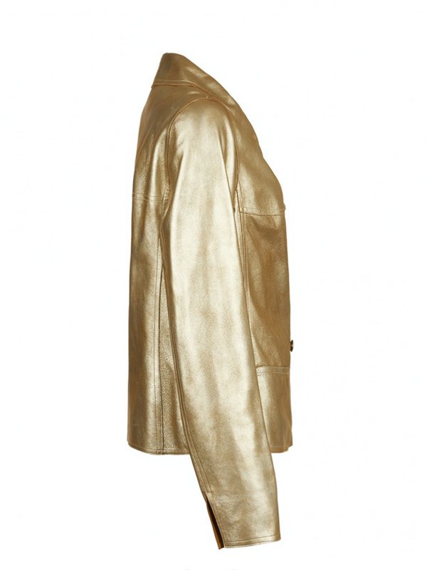 Good-Morning-America-Lara-Spencer-Golden-Leather-Jacket