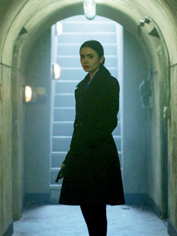 Inheritance-Lily-Collins-Black-Wool-Trench-Coat