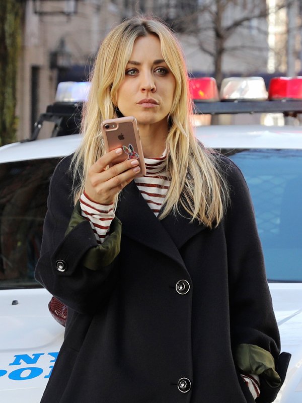 Kaley-Cuoco-The-Flight-Attendant-Black-Trench-Coat