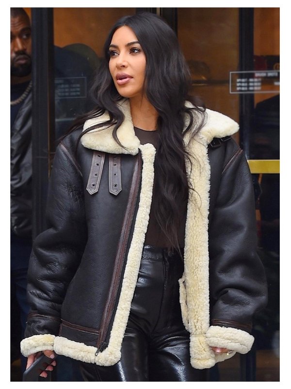 Kim-Kardashian-Leather-Shearling-Jacket