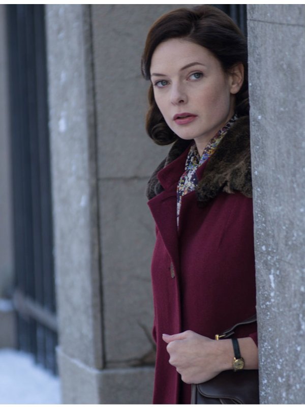 Lauren-Despite-The-Falling-Snow-Rebecca-Ferguson-Maroon-Wool-Coat