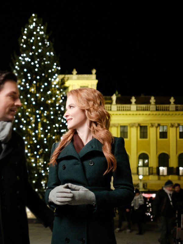 Sarah-Drew-Christmas-in-Vienna-Green-Long-Coat
