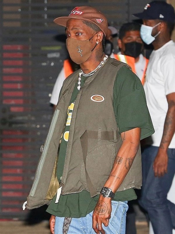 American-Rapper-Travis-Scott-Olive-Green-Cotton-Vest