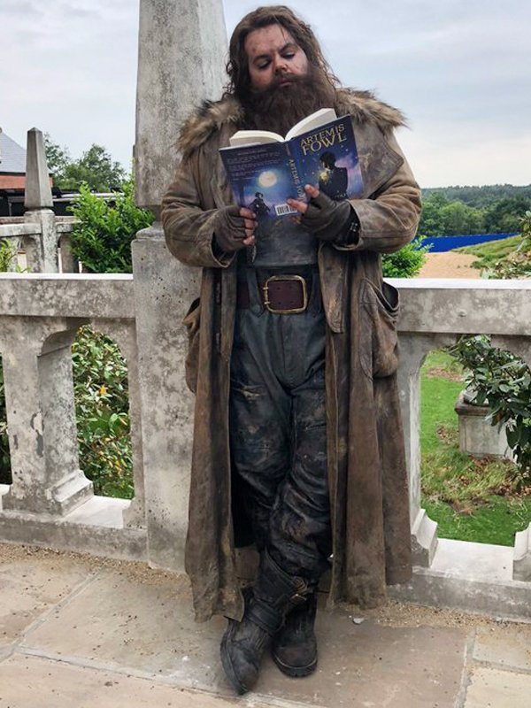 Artemis-Fowl-Josh-Gad-Distressed-Brown-Shearling-Leather-Coat