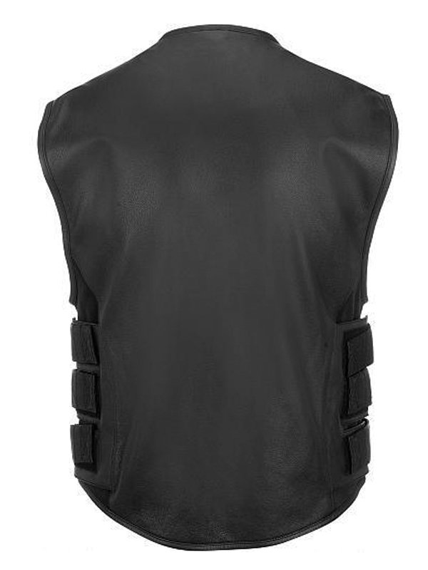 Mens-Bullet-Proof-Style-Black-Leather-Motorcycle-Vest