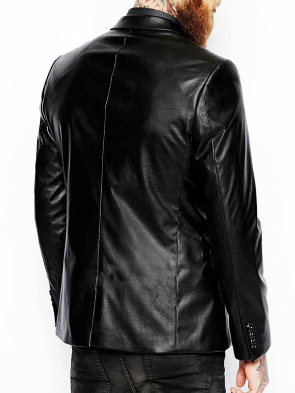 Mens-Slim-Fit-Black-Leather-Blazer