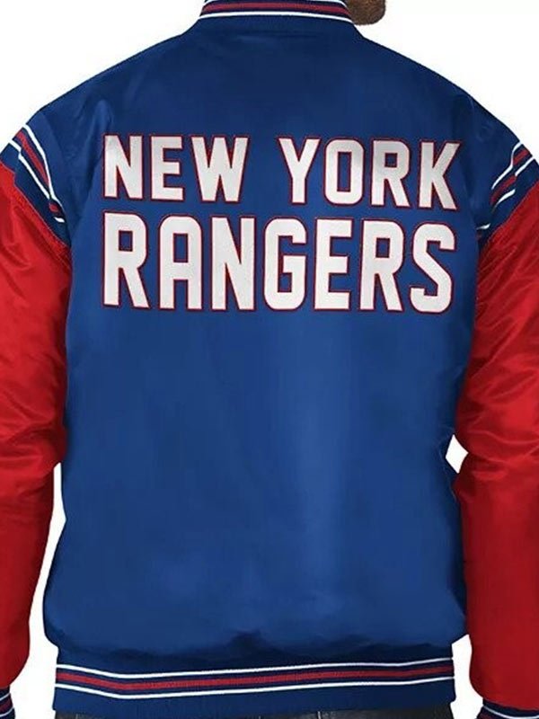 Mens-Starter-RedBlue-New-York-Rangers-Rookie-Full-Snap-Varsity-Jacket Mens-Starter-RedBlue-New-York-Rangers-Rookie-Full-Snap-Varsity-Jacket