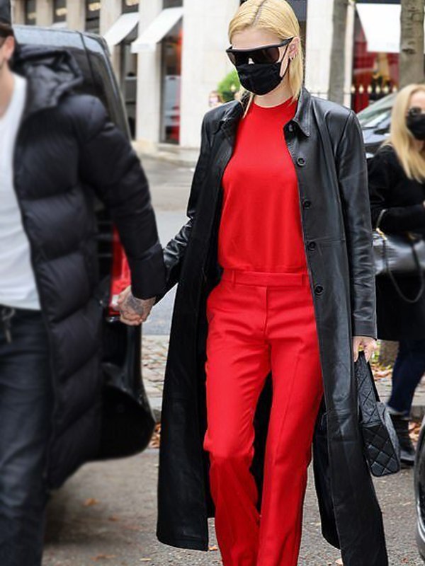 Nicola-Peltz-Leather-Long-Black-Leather-Trench-Coat