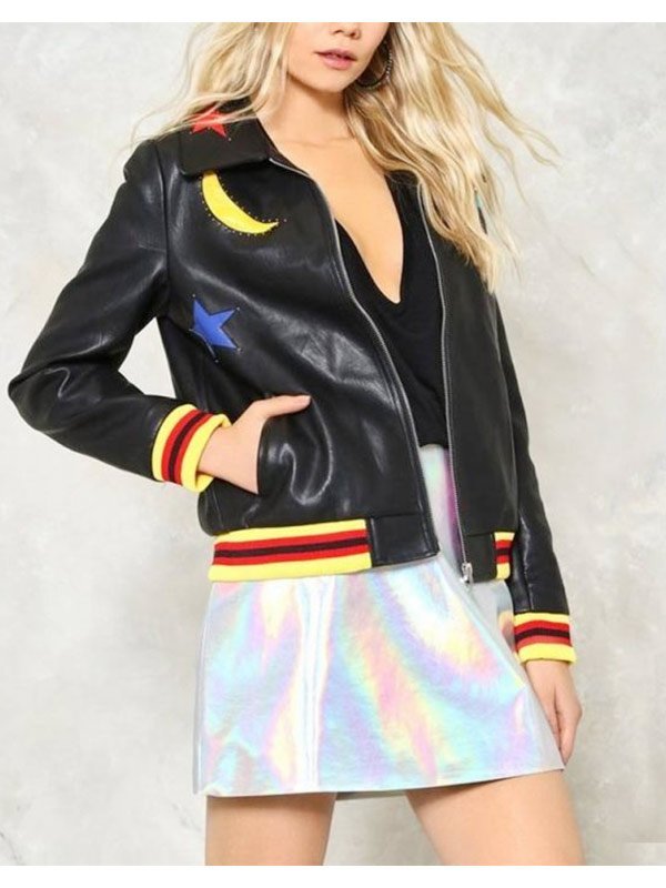 Nini-High-School-Musical-Black-Bomber-Leather-Jacket