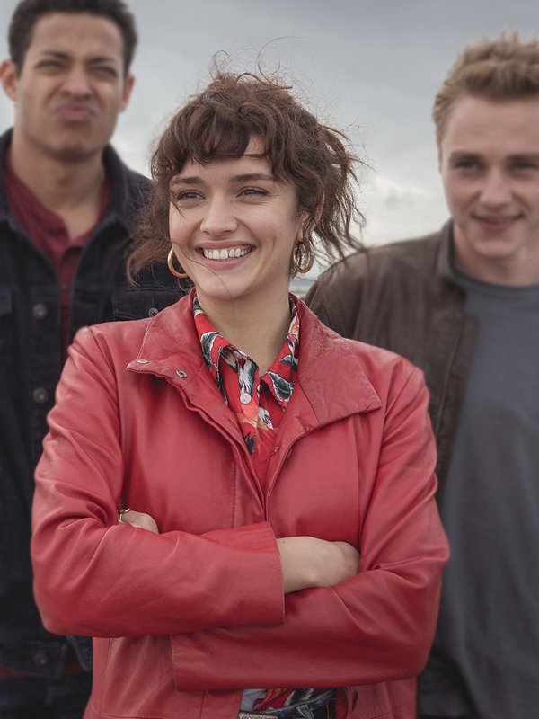 Olivia-Cooke-Pixie-OBrien-Red-Leather-Trench-Coat