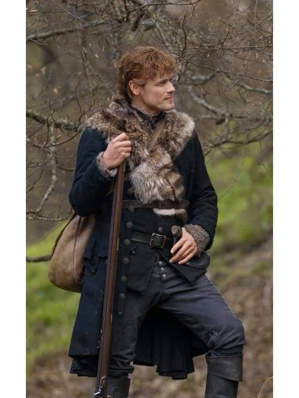 Outlander-Season-04-Sam-Heughan-Black-Fur-Trench-Coat Outlander-Season-04-Sam-Heughan-Black-Fur-Trench-Coat