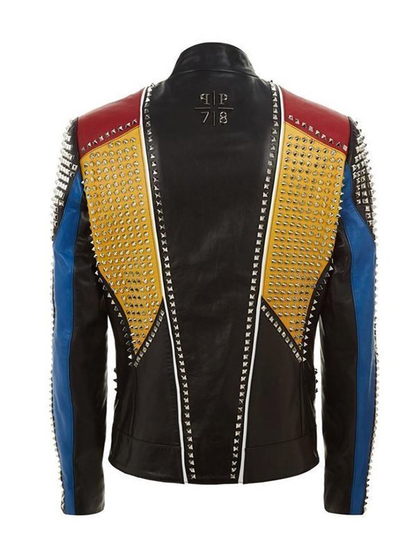 Studded-Multicolor-Slimfit-Leather-Jacket-For-Mens